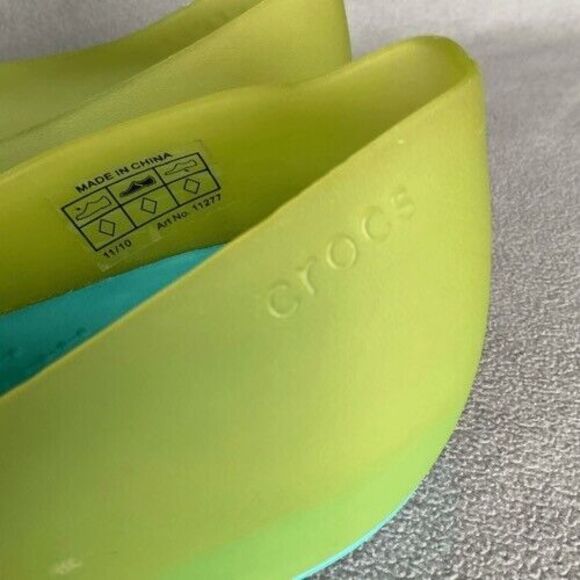 Crocs Carlie Open Peep Toe Slip On Jelly Ballet Flats Sandals Women Size 7 Green - Picture 2 of 10